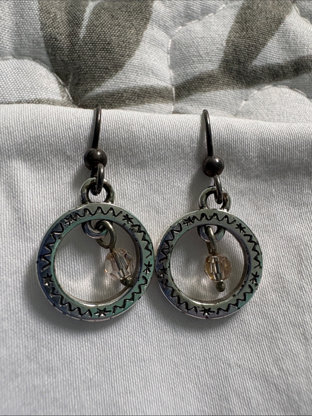 Brighton Silver-Tone Hoop Earrings with Champagne Bead